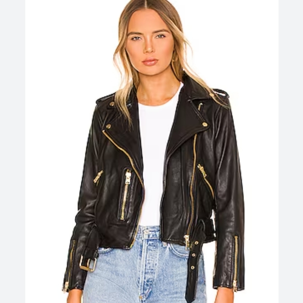 DOMA cropped leather motorcycle jacket